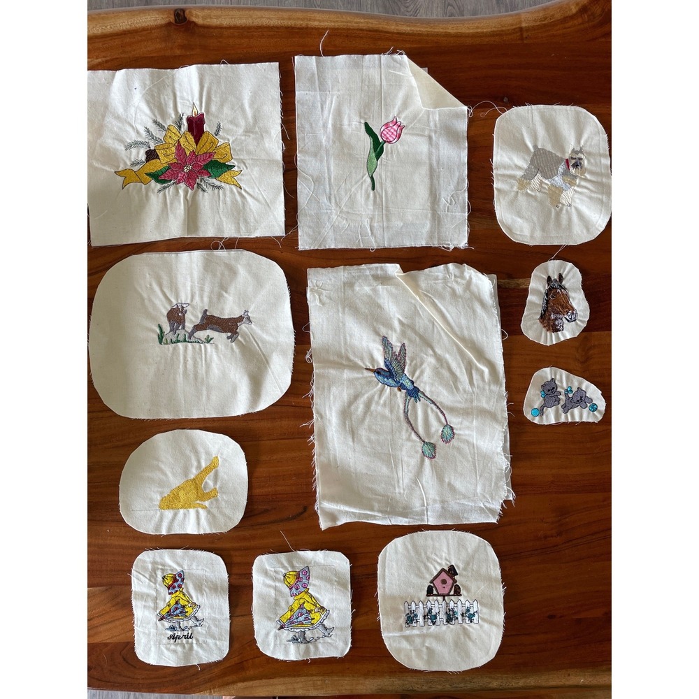 11pc‎ Machine Embroidered Fabric Patches Lot Animals Floral Sunbonnet Sue DIY